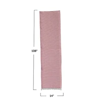 Hello Honey® 108" Red & White Woven Cotton Table Runner with Stripes & Fringe