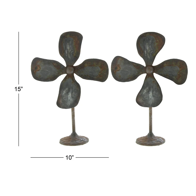 15" Gray Metal Industrial Propeller Sculpture, 2ct.