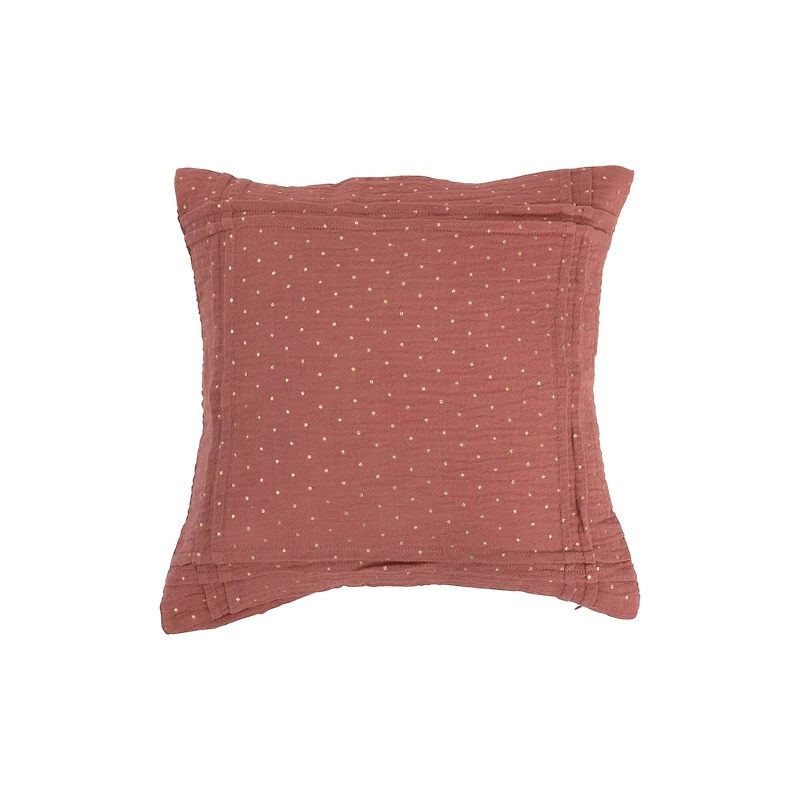 Hello Honey® Rose with Gold Foil Dots Double Cloth Pleated Cotton Pillow