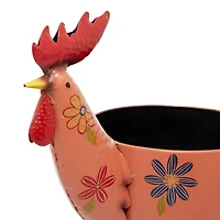20" Pink Iron Eclectic Rooster Planter