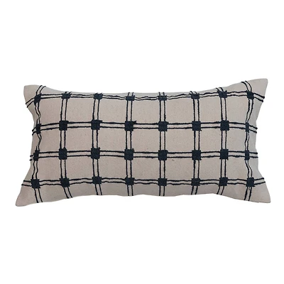 Hello Honey® Multicolor Grid Embroidered Cotton Slub Lumbar Pillow
