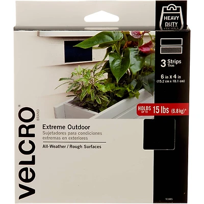 VELCRO® Brand 6" Black Extreme Outdoor Strips, 3ct.