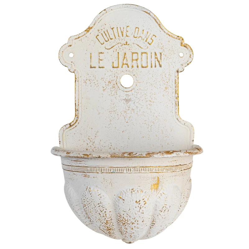 Hello Honey® 28.5" White Distressed Finish Metal Wall-Mounted Planter