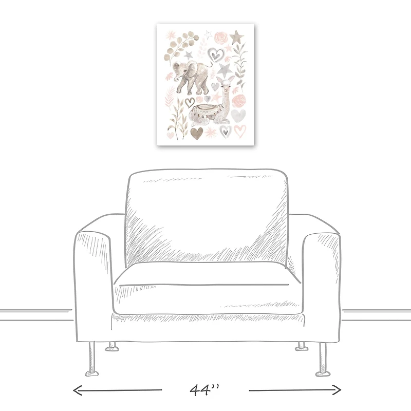 Llama And Elephant Friends 16" x 20" Canvas Wall Art