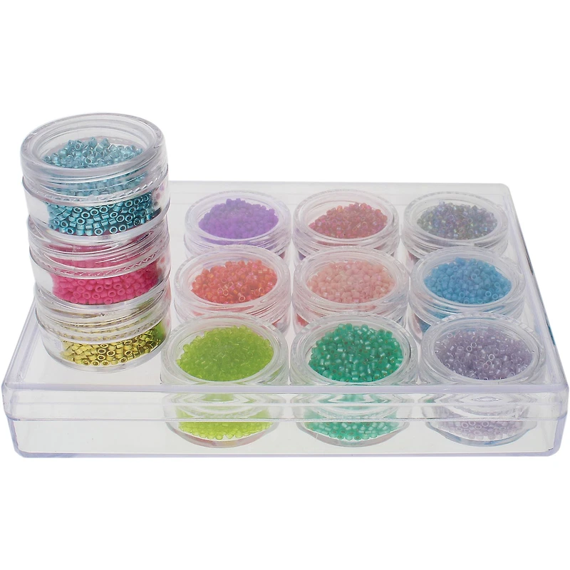 The Beadsmith® 5'' x 4'' x 1'' Clear Storage Box with Jars