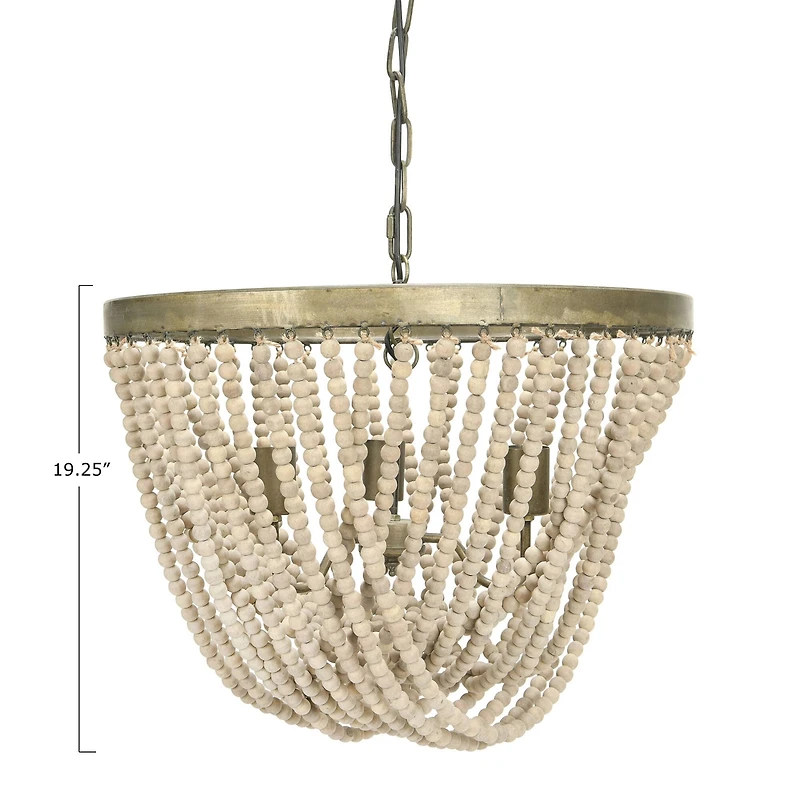 Hello Honey® White Metal Chandelier with Draped Wood Beads