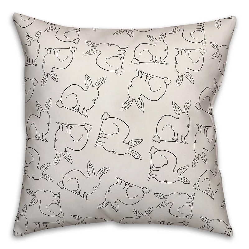 Bunny Outline Pattern Throw Pillow