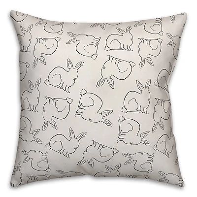 Bunny Outline Pattern Throw Pillow