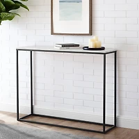 Walker Edison Faux White Marble/Black Open Box Entry Table