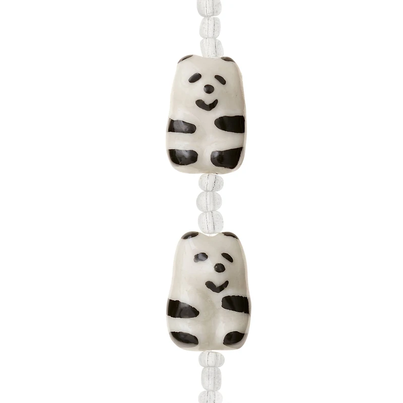 12 Pack: Black & White Ceramic Panda Beads, 20mm by Bead Landing™