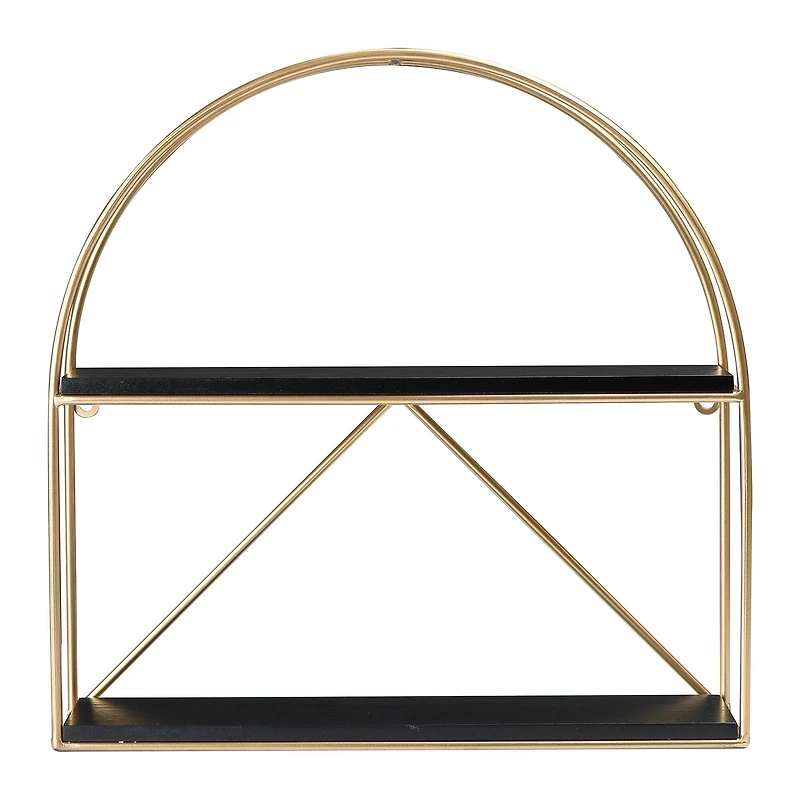 Hello Honey® Wood & Metal Gold Crescent Wall Shelf