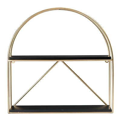 Hello Honey® Wood & Metal Gold Crescent Wall Shelf
