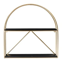 Hello Honey® Wood & Metal Gold Crescent Wall Shelf