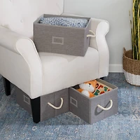Honey Can Do Heather Gray Large Fabric Storage Bins with Handles, 3ct.