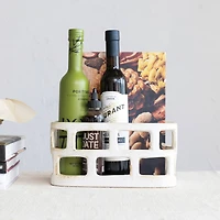 Hello Honey® Distressed Matte White Stoneware Food Storage Basket