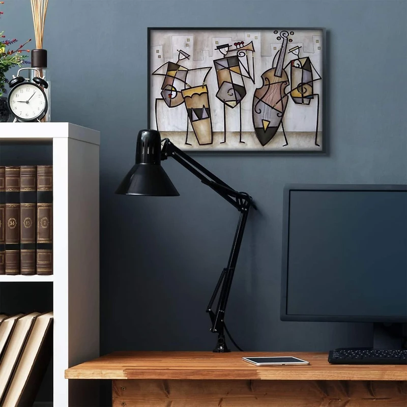 Stupell Industries Musical Trio Abstract Modern Painting Black Framed Wall Art