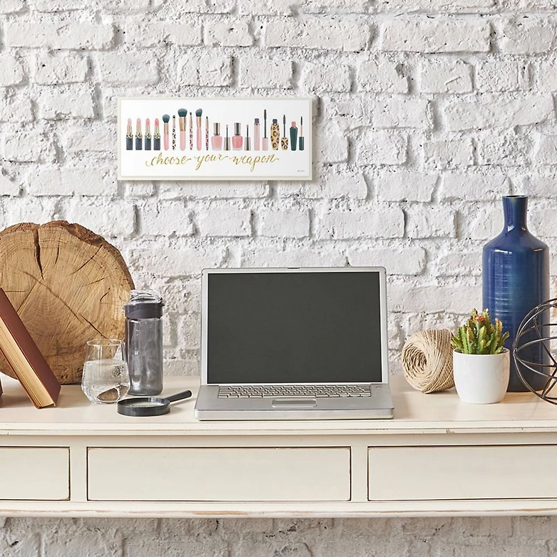 Stupell Industries Choose Your Weapon Phrase Glam Cosmetics Word Art Wood Wall Plaque