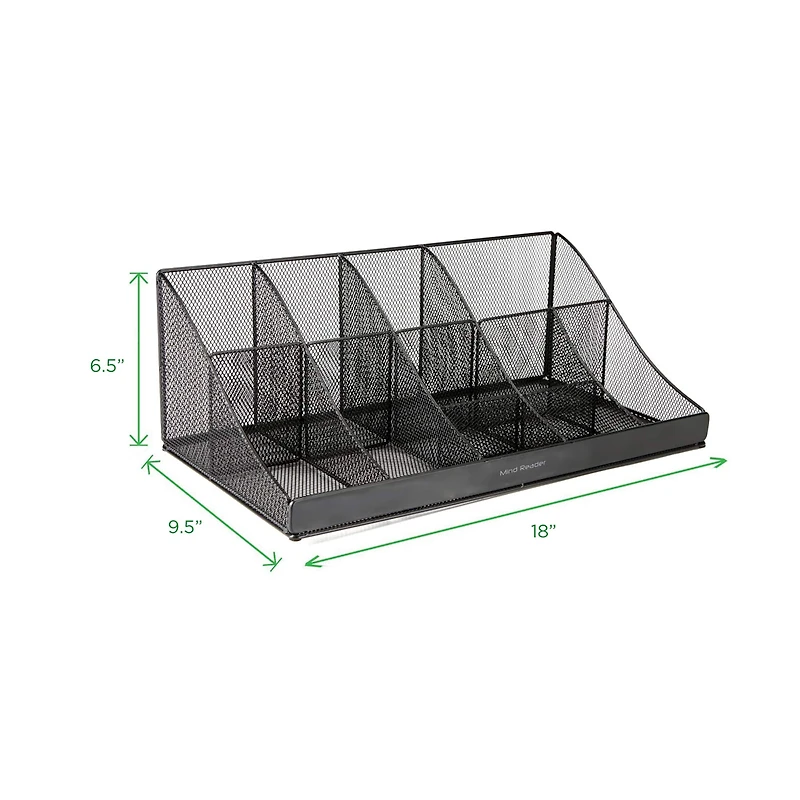 Mind Reader Black 11 Compartment Breakroom Coffee Condiment Organizer