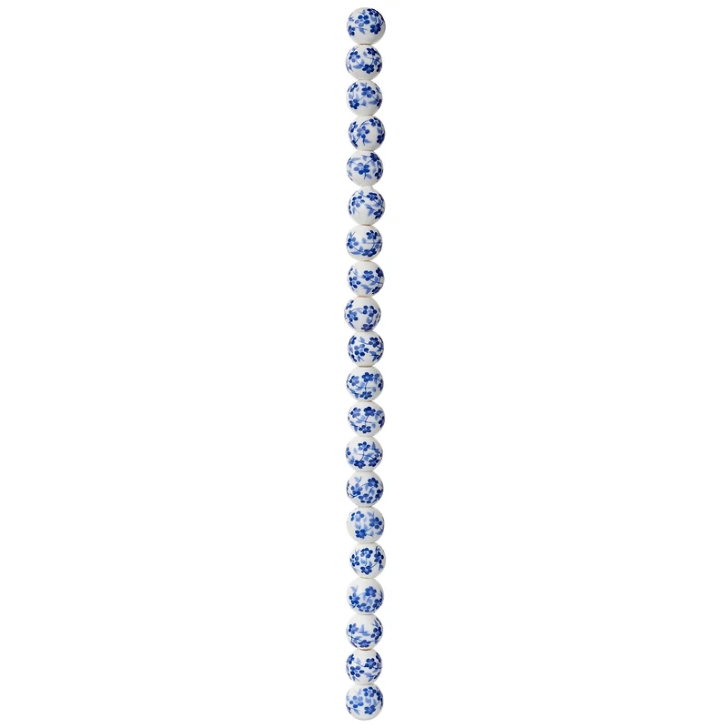 12 Pack: Blue Daisy Ceramic Round Beads, 8mm by Bead Landing™
