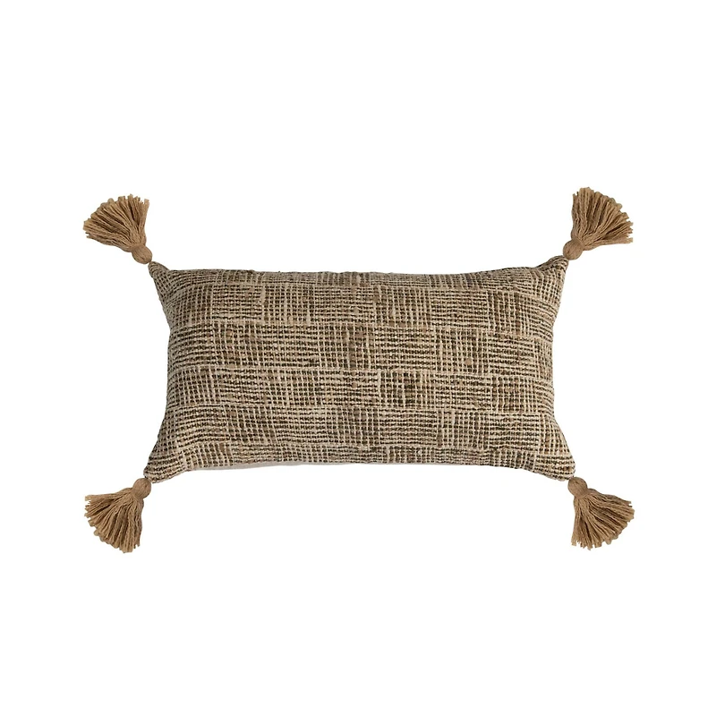 Hello Honey® Chambray Back Woven Cotton Blend Lumbar Pillow with Tassels