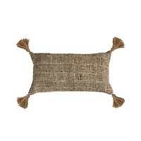 Hello Honey® Chambray Back Woven Cotton Blend Lumbar Pillow with Tassels