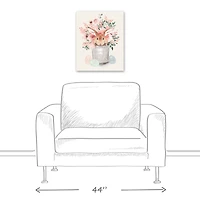 Easter Bunny Floral Bucket 16" x 20" Canvas Wall Art