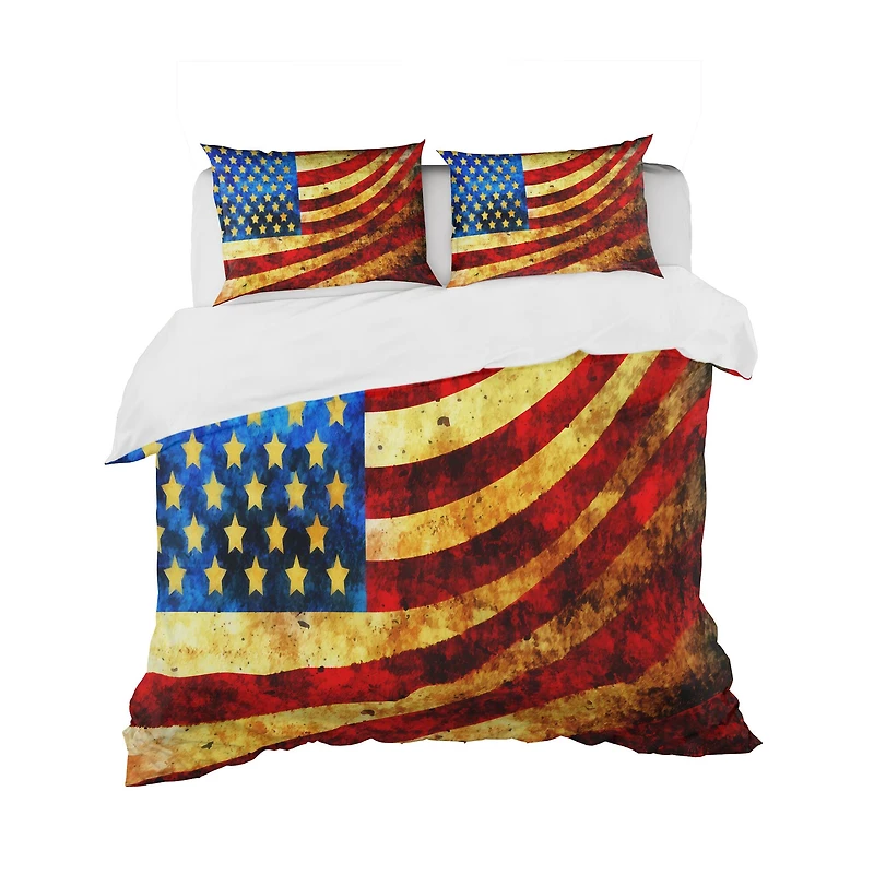 Designart 'God Bless America Flag' Modern & Contemporary Bedding Set