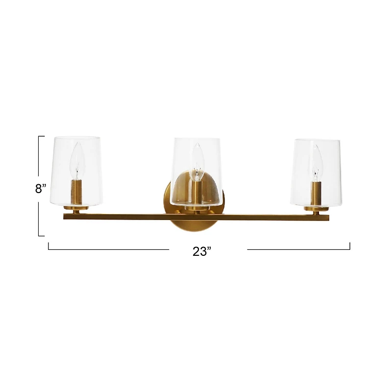 Hello Honey® Robert Stevenson Lighting Berkley Metal & Glass 3-Light Vanity Light