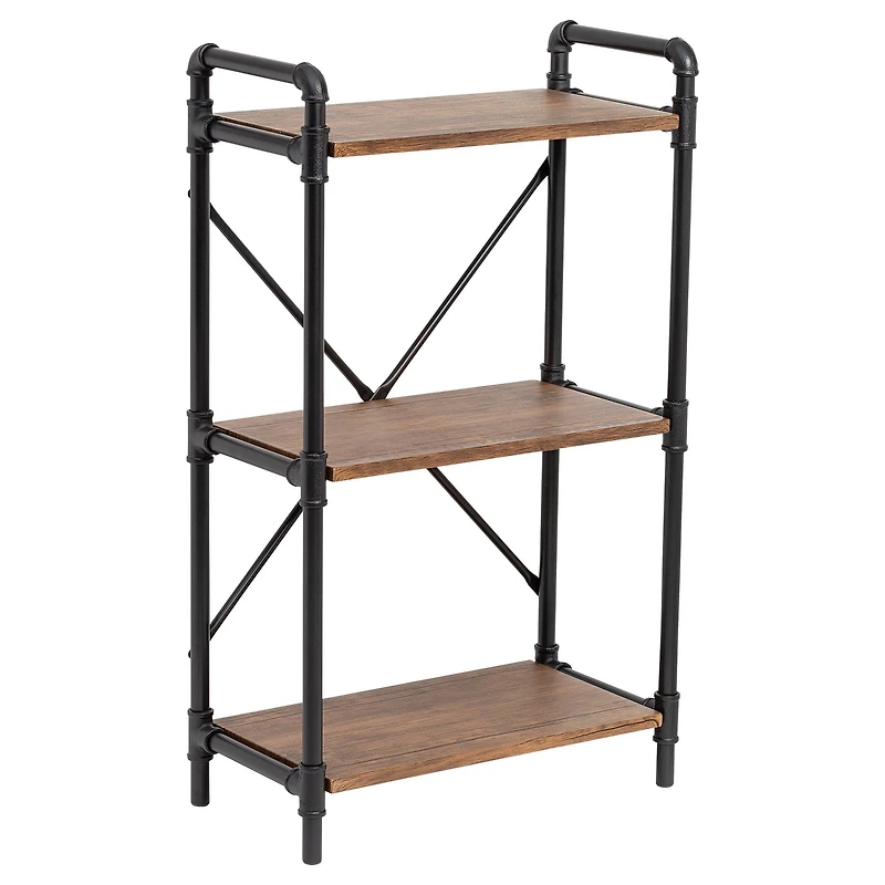 Honey Can Do 3-Tier Industrial Black Bookshelf