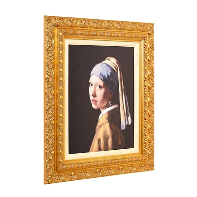 American Art Decor Ornate Framed Girl with a Pearl Earring Canvas Print by Johannes Vermeer - 19.25" x 23.25"