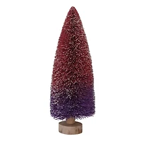 Hello Honey® 11" Purple & Burgundy Ombre Bottle Brush Tree with Wood Base and Glitter