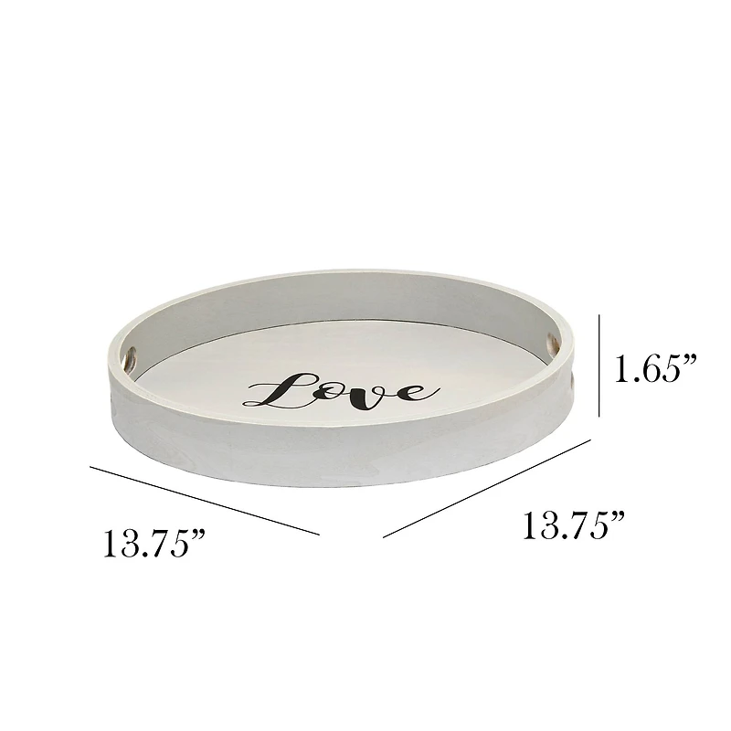 Elegant Designs™ 13.8" Round Love Serving Tray with Handles