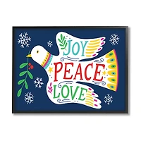 Stupell Industries Joy Peace Love Dove Holly Sprig Framed Giclee Art