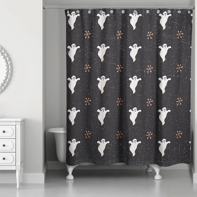Retro Ghost Pattern Shower Curtain