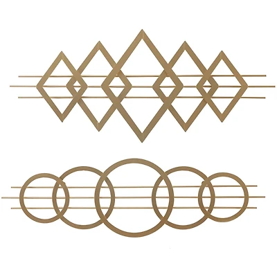 Gold Metal Contemporary Geometric Wall Decor, Set of 2 47", 20"