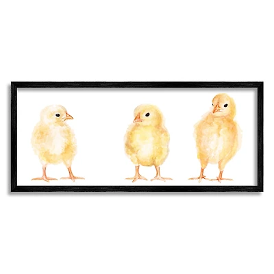 Stupell Industries Baby Chick Trio Watercolor Portrait Kids' Wild Animals Framed Wall Art