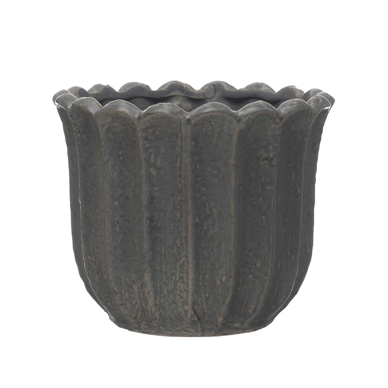 Hello Honey® 6" Matte Black Reactive Glaze Flower Stoneware Planter