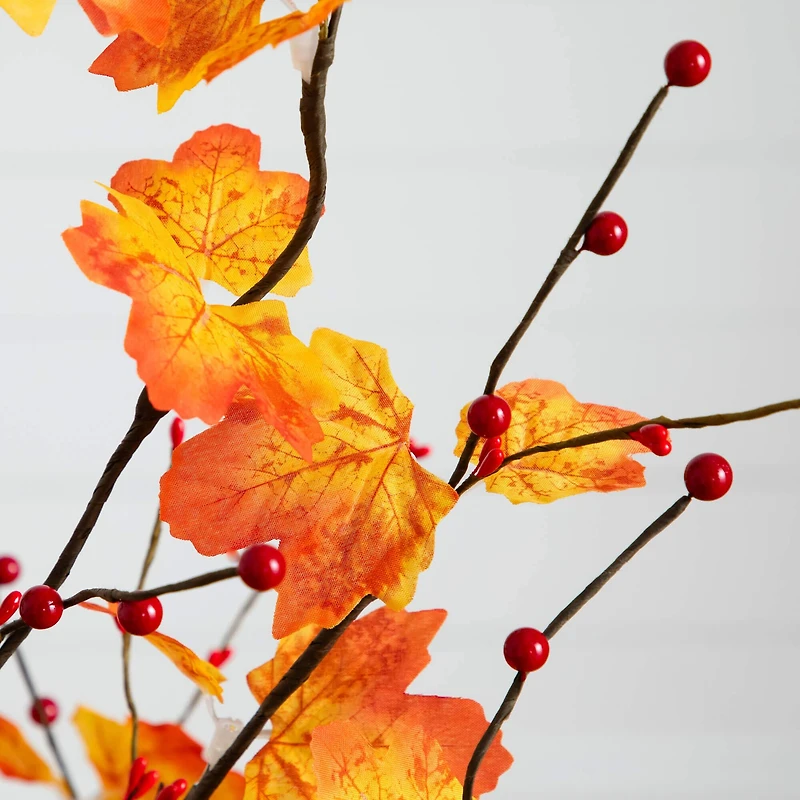 4ft. Pre-Lit Autumn Maple Artificial Fall Tree with Berries and 60 Warm White LED Lights
