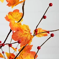 4ft. Pre-Lit Autumn Maple Artificial Fall Tree with Berries and 60 Warm White LED Lights