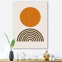 Designart - Abstract Minimal Orange Sun and Rainbow I