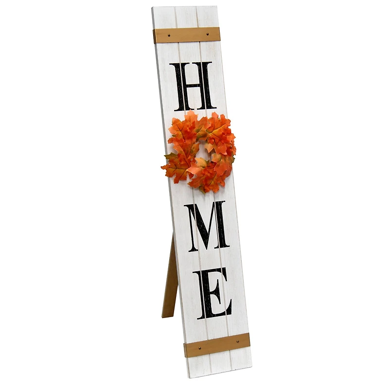 Elegant Designs™ 3.5ft. White Wash Home Porch Sign with 4 Floral Wreaths