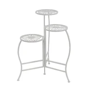 24" White Metal Traditional 3-Tier Plant Stand