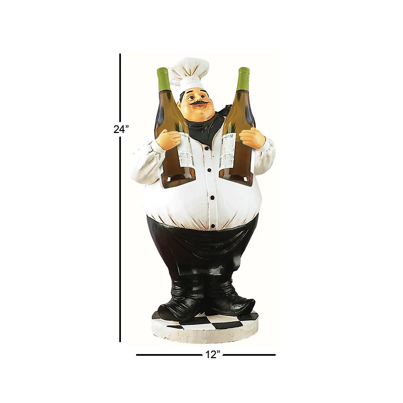 24" White Polystone Traditional Chef Sculpture