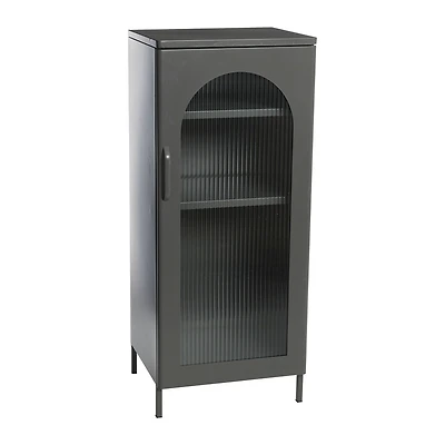 Hello Honey® 40" Solstice Narrow Metal Accent Cabinet with Adjustable Storage Shelves and Arched Glass Door