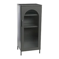 Hello Honey® 40" Solstice Narrow Metal Accent Cabinet with Adjustable Storage Shelves and Arched Glass Door