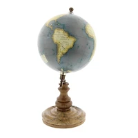 10" Brown Marble and Metal Traditional Globe
