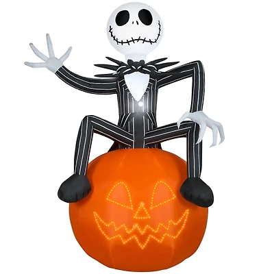 10ft. Lightshow Airblown® Micro Lights Inflatable Jack Skellington on Pumpkin