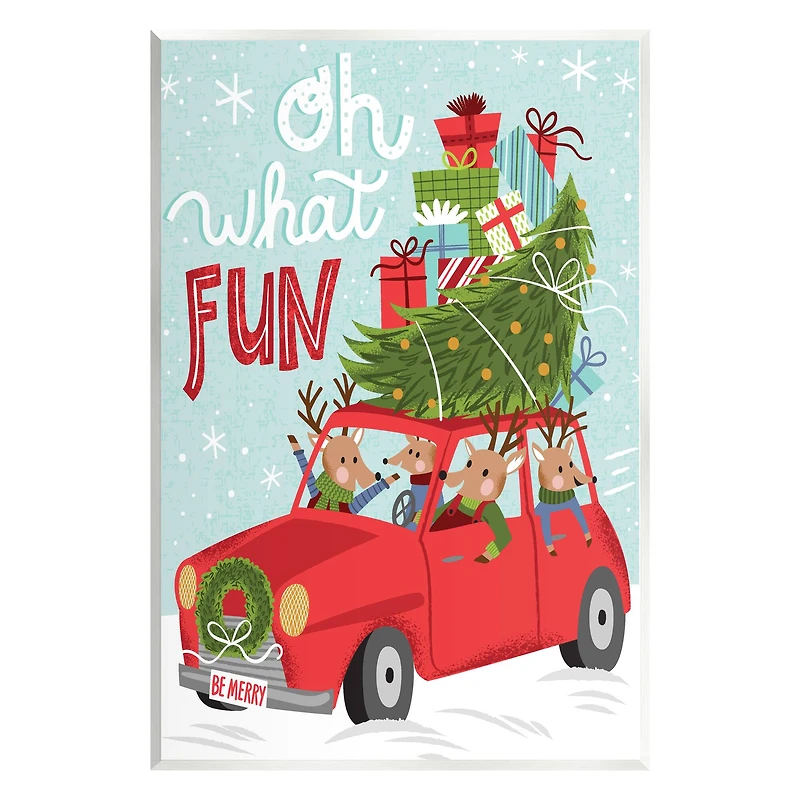 Stupell Industries Oh What Fun Holiday Car Wall Plaque Art