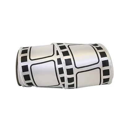 JAM Paper 4" x 10yd. White & Black Dyna Movie Film Wired Ribbon