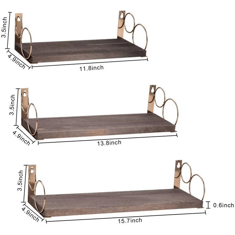 Rustic Wood Floating Shelves Set